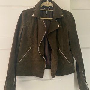 Dark Green Suede Leather Jacket by Aqua